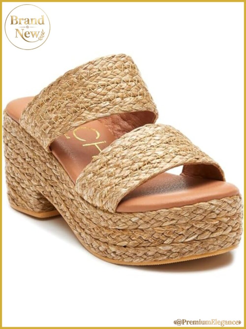 Womens Platform Block Heel Raffia Sandals Woven Ankle Strap Vegan Boho Summer